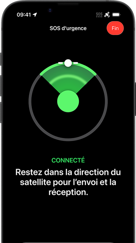 Fonctionnalité Messages par satellite en cours d’utilisation