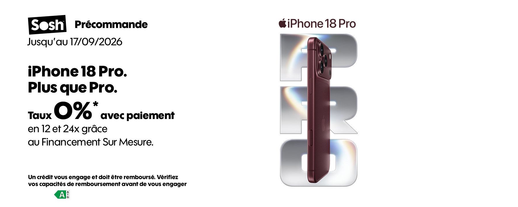 Précommande jusqu'au 17/09/2026 : -100€ de remise immédiate sur l'iPhone 18 Pro